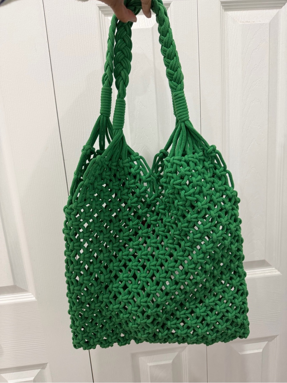 J. Crew Bright Green Macramé Tote